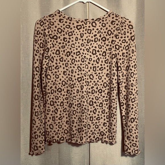 NWT Cat & Jack Girls 14 Leopard Long Sleeve Tee Brown & Black - Picture 2 of 5